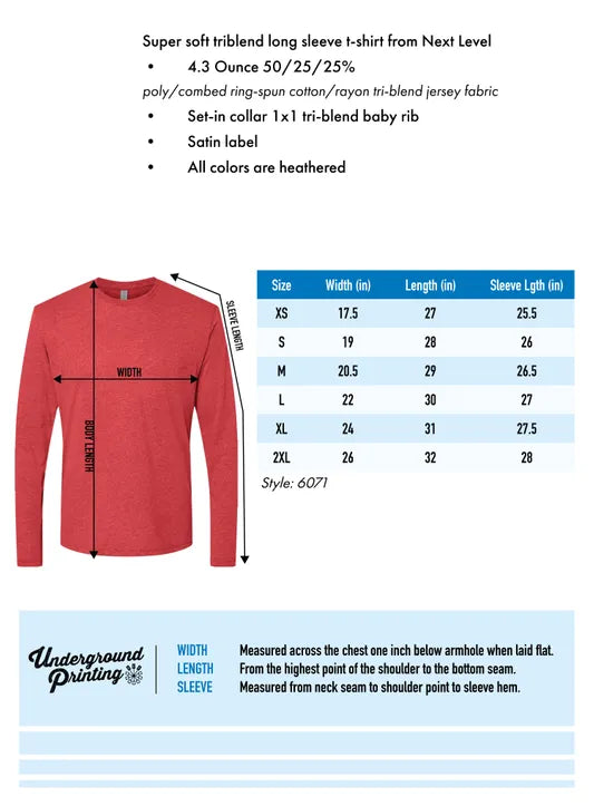 Physical Medicine & Rehabilitation Next Level Adult Soft/Fitted Long Sleeve Triblend T-Shirt