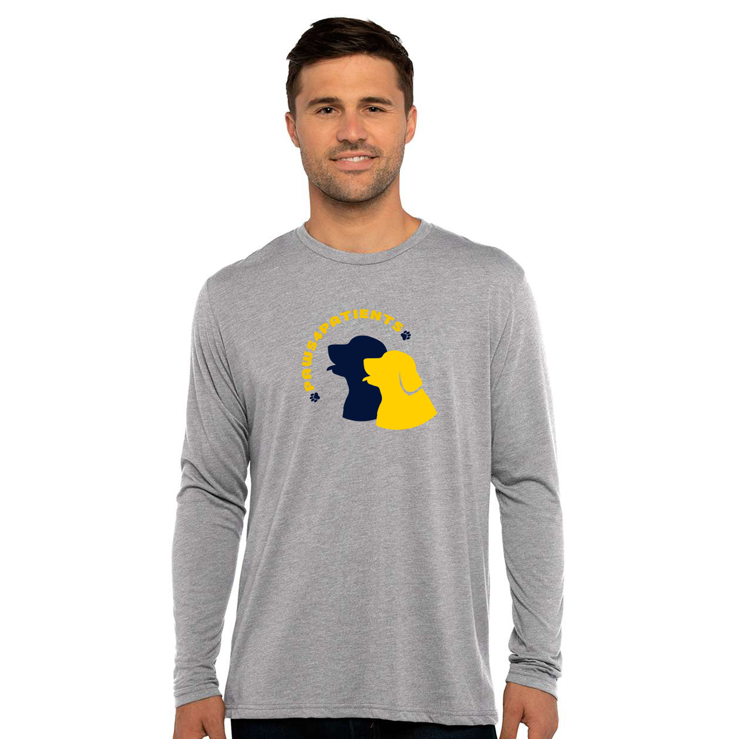 Paws4Patients Large Print Adult Triblend Longsleeve T-Shirt - Premium Heather