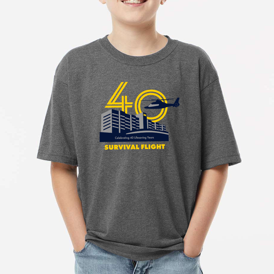 2023 Michigan Medicine Survival Flight Youth T-Shirt - Dark Heather Grey