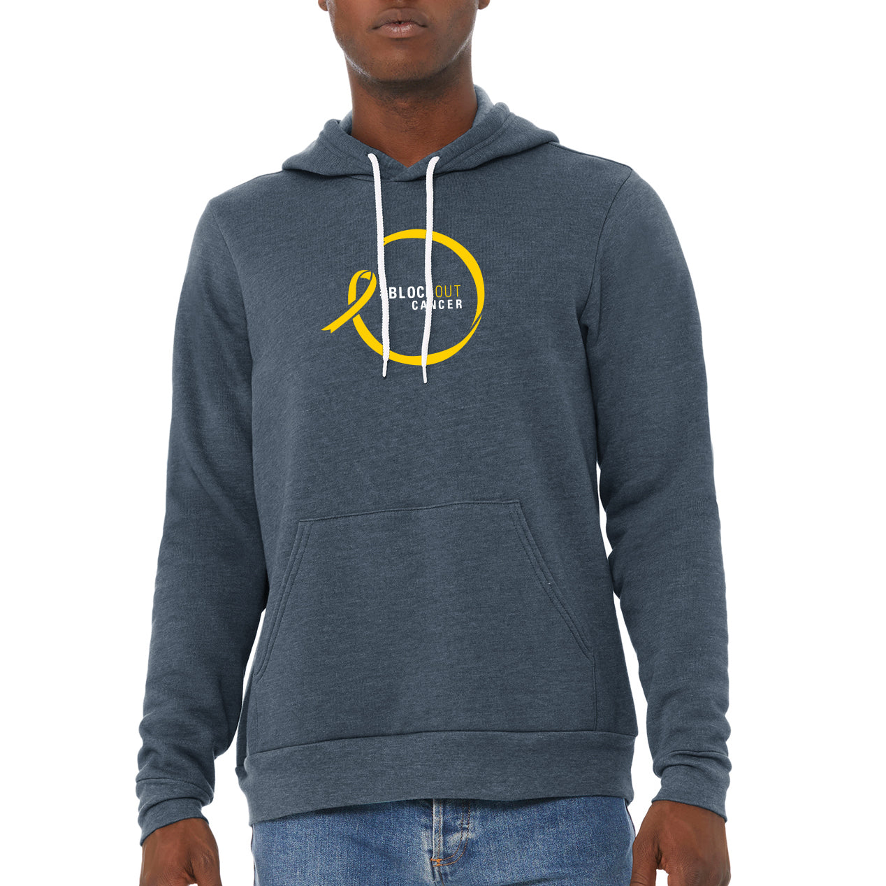 2023 Block Out Cancer Michigan Medicine Apparel Adult Poly-Cotton Fleece Hoodie- Heather Navy