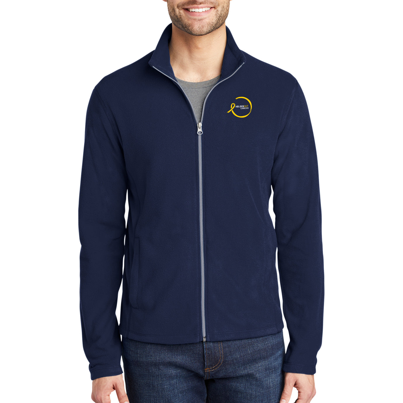 2023 Block Out Cancer Michigan Medicine Apparel Adult Microfleece Jacket - Navy