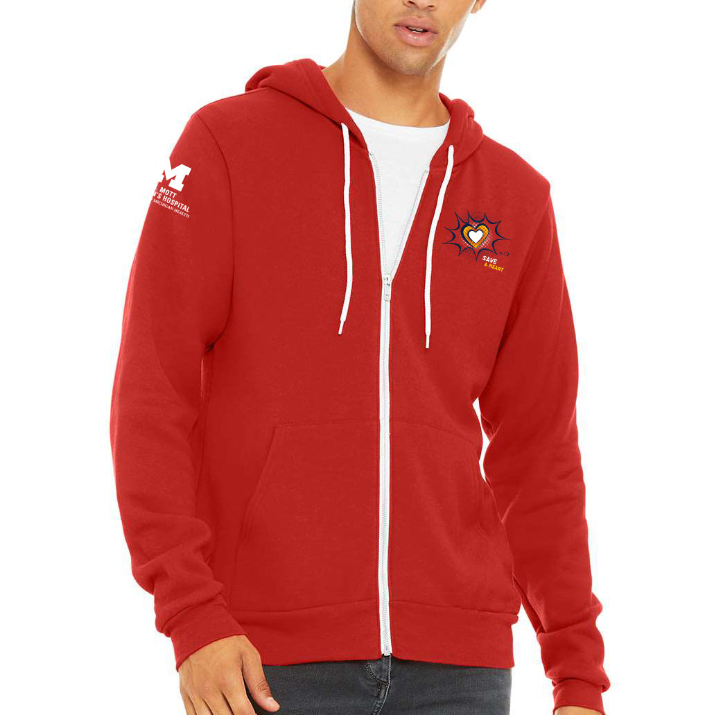 2024 Save A Heart Zip Hoodie- Red