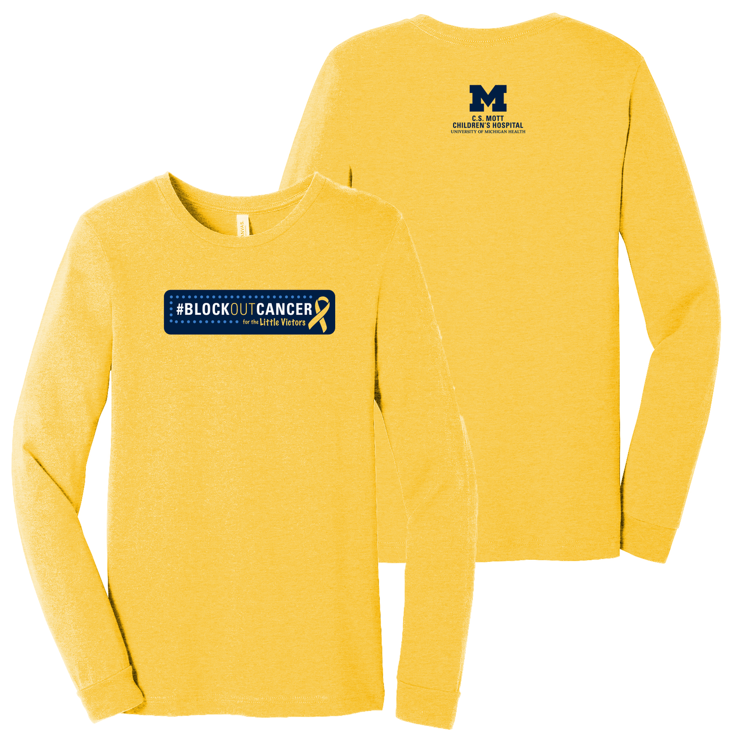 2025 Block Out Cancer Michigan Medicine Apparel Adult Longsleeve T-Shirt - Heather Yellow Gold