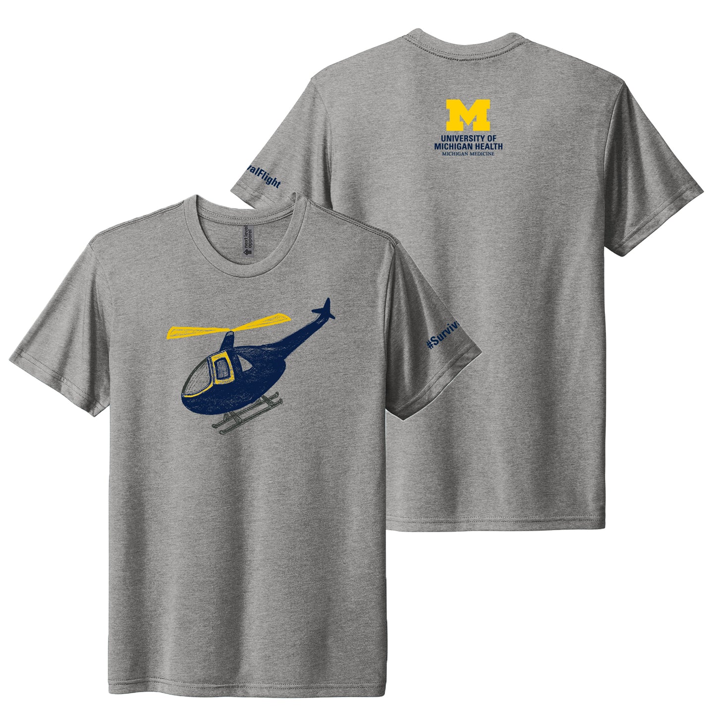 2026 Michigan Medicine Survival Flight T-Shirt - Premium Heather