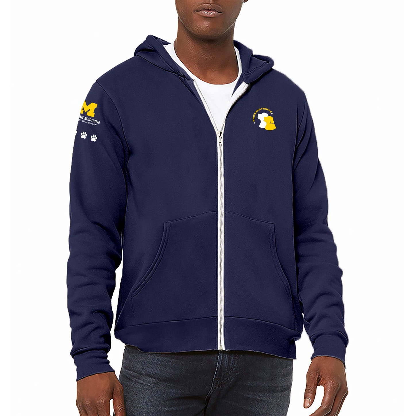 Paws4Patients Unisex Zip Hoodie - Navy