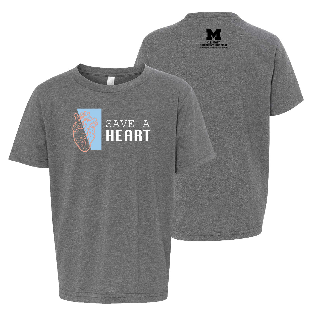 2024 Save A Heart Youth T-Shirt- Grey 2024 Save A Heart Youth T-Shirt- Grey