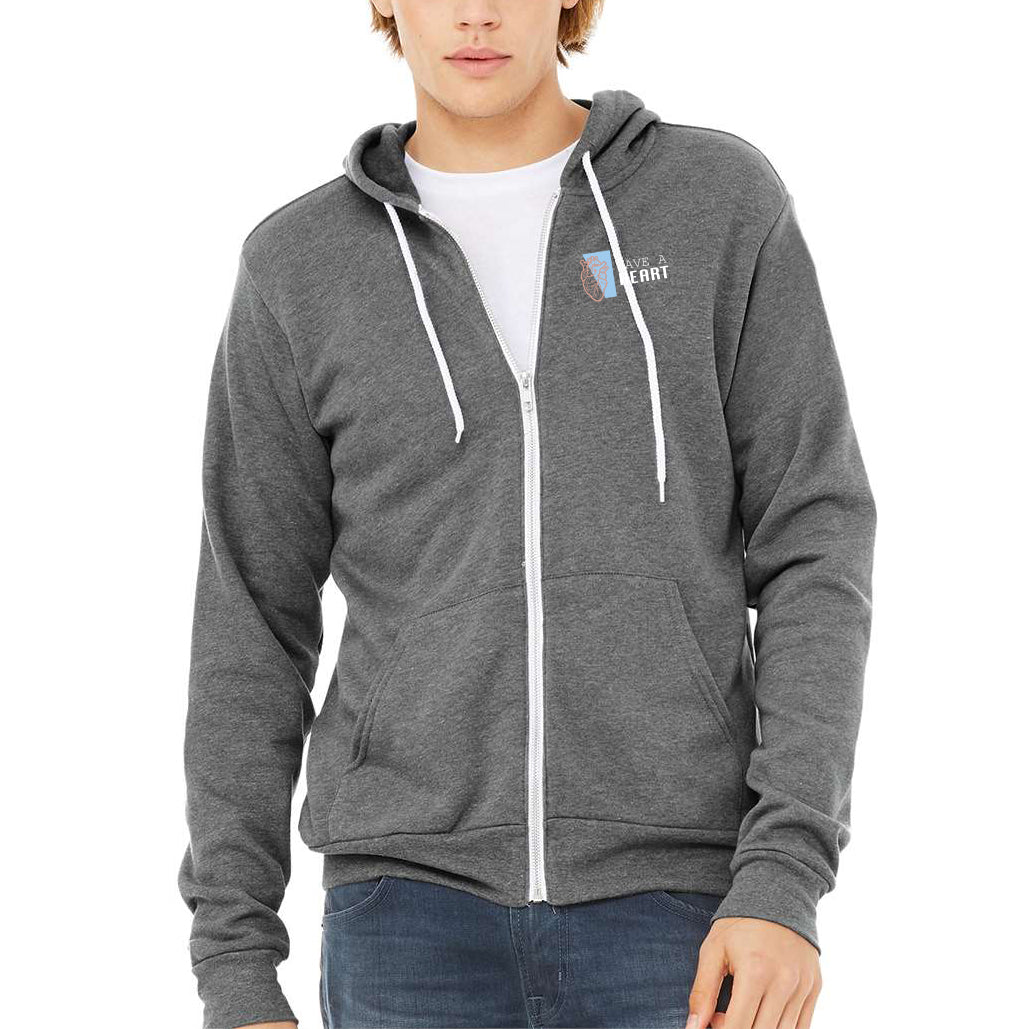 2023 Save A Heart Zip Hoodie- Grey