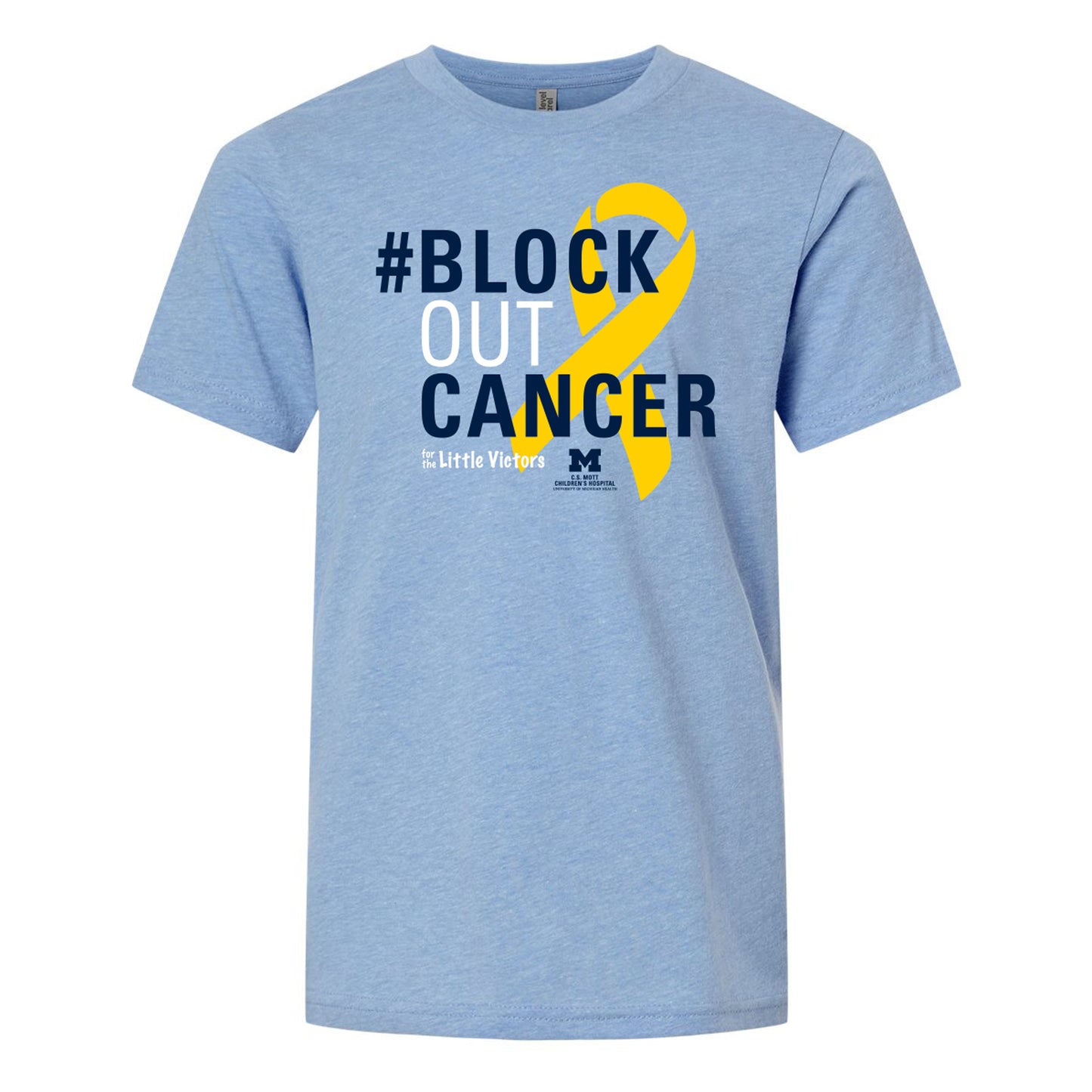 2026 Block Out Cancer Michigan Medicine Apparel Youth T-Shirt - Heather Columbia Blue