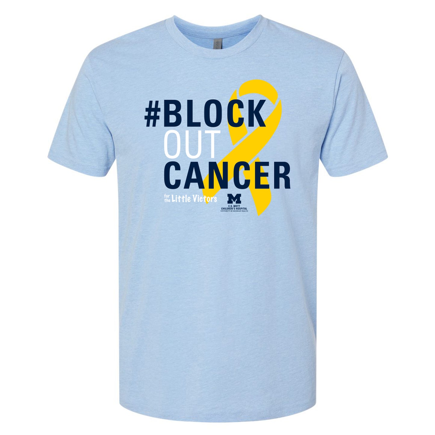 2026 Block Out Cancer Michigan Medicine Apparel Adult T-Shirt - Heather Columbia Blue