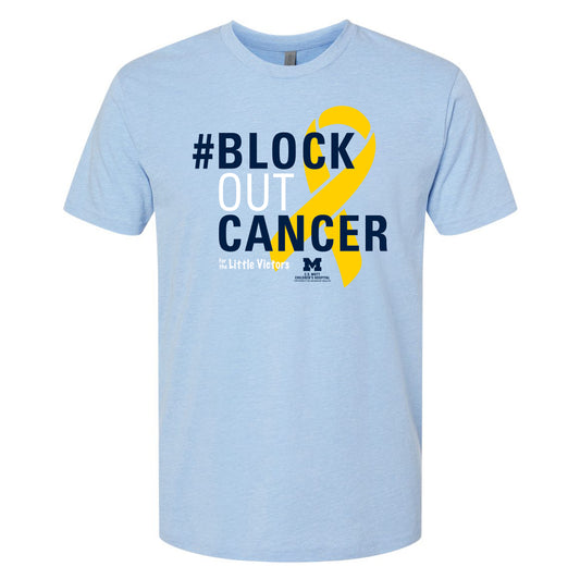 2026 Block Out Cancer Michigan Medicine Apparel Adult T-Shirt - Heather Columbia Blue