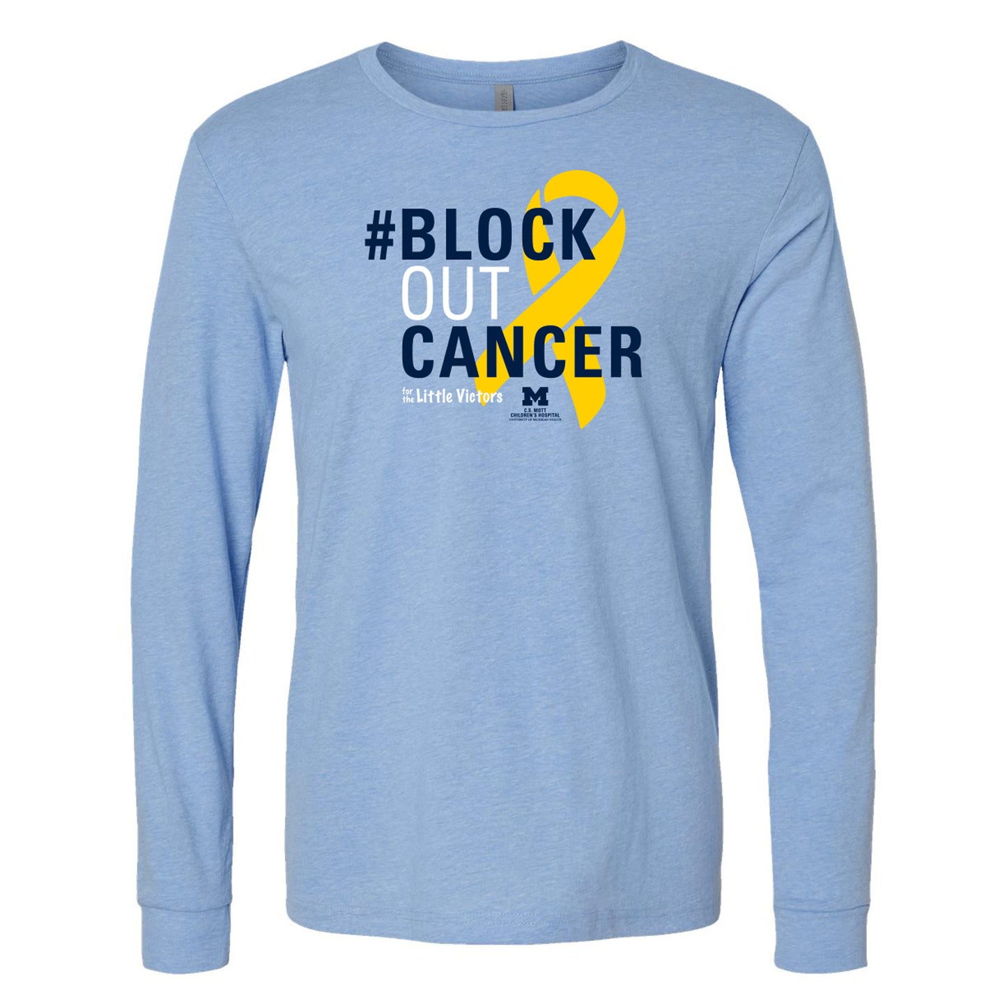 2026 Block Out Cancer Michigan Medicine Apparel Adult Longsleeve T-Shirt - Heather Columbia Blue