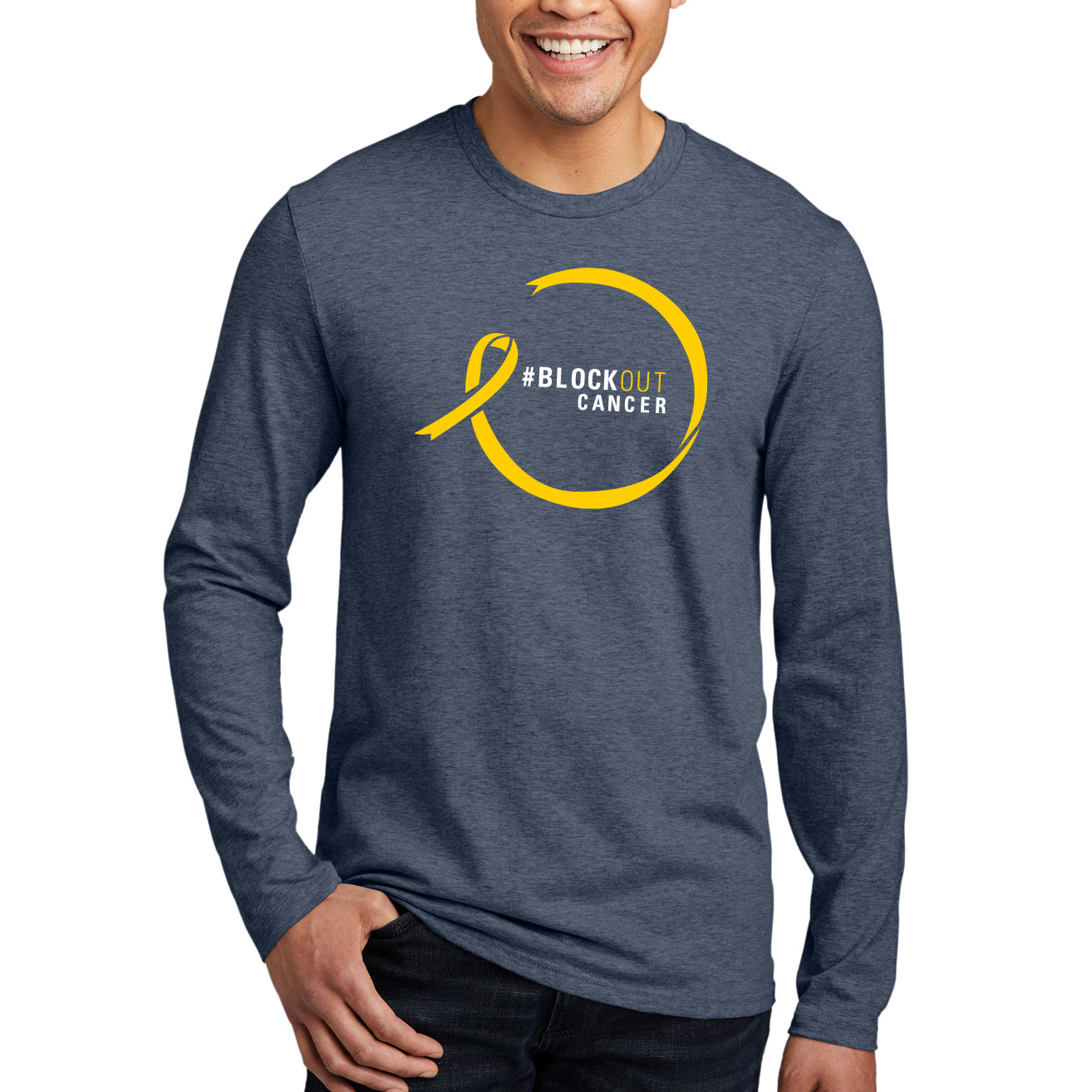 2023 Block Out Cancer Michigan Medicine Apparel Adult Very Important Longsleeve Tee - Heather Navy