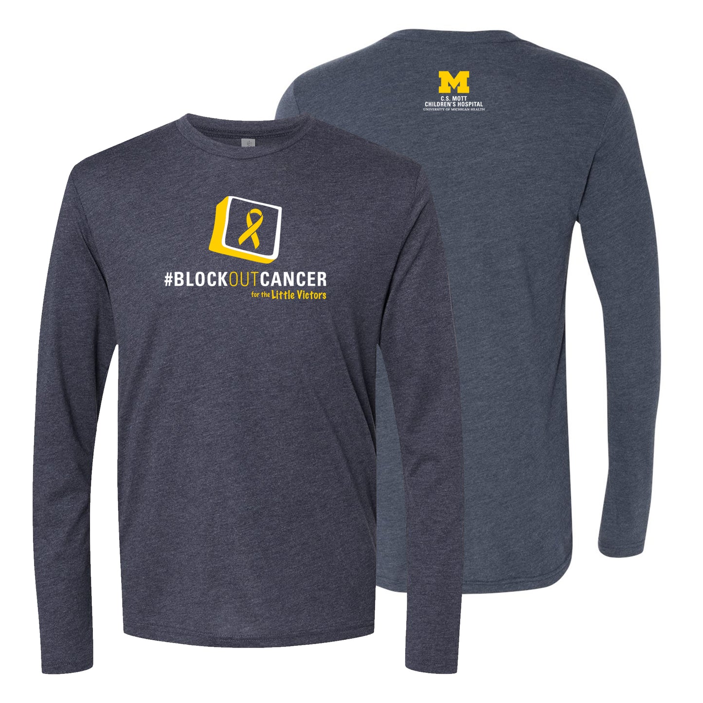 2024 Block Out Cancer Michigan Medicine Apparel Adult Triblend Longsleeve Tee - Vintage Navy