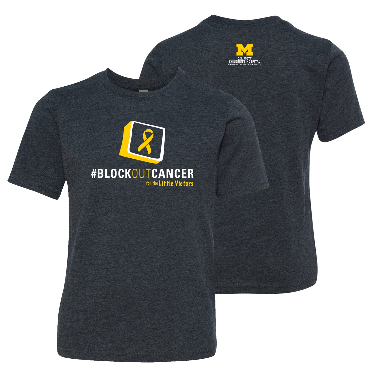 2024 Block Out Cancer Michigan Medicine Apparel Youth Triblend Tee - Vintage Navy