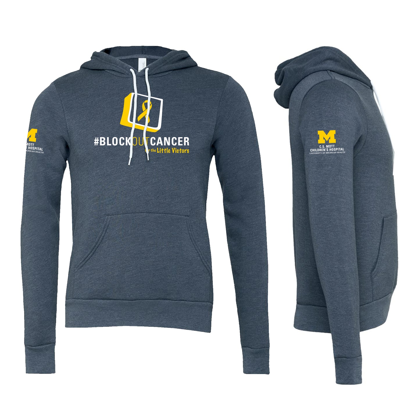 2024 Block Out Cancer Michigan Medicine Apparel Adult Poly-Cotton Fleece Hoodie- Heather Navy