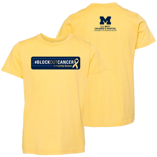 2025 Block Out Cancer Michigan Medicine Apparel Youth T-Shirt - Heather Yellow Gold