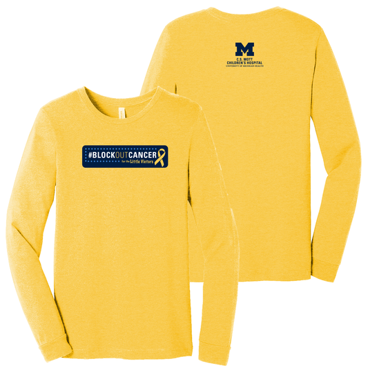 2025 Block Out Cancer Michigan Medicine Apparel Adult Longsleeve T-Shirt - Heather Yellow Gold