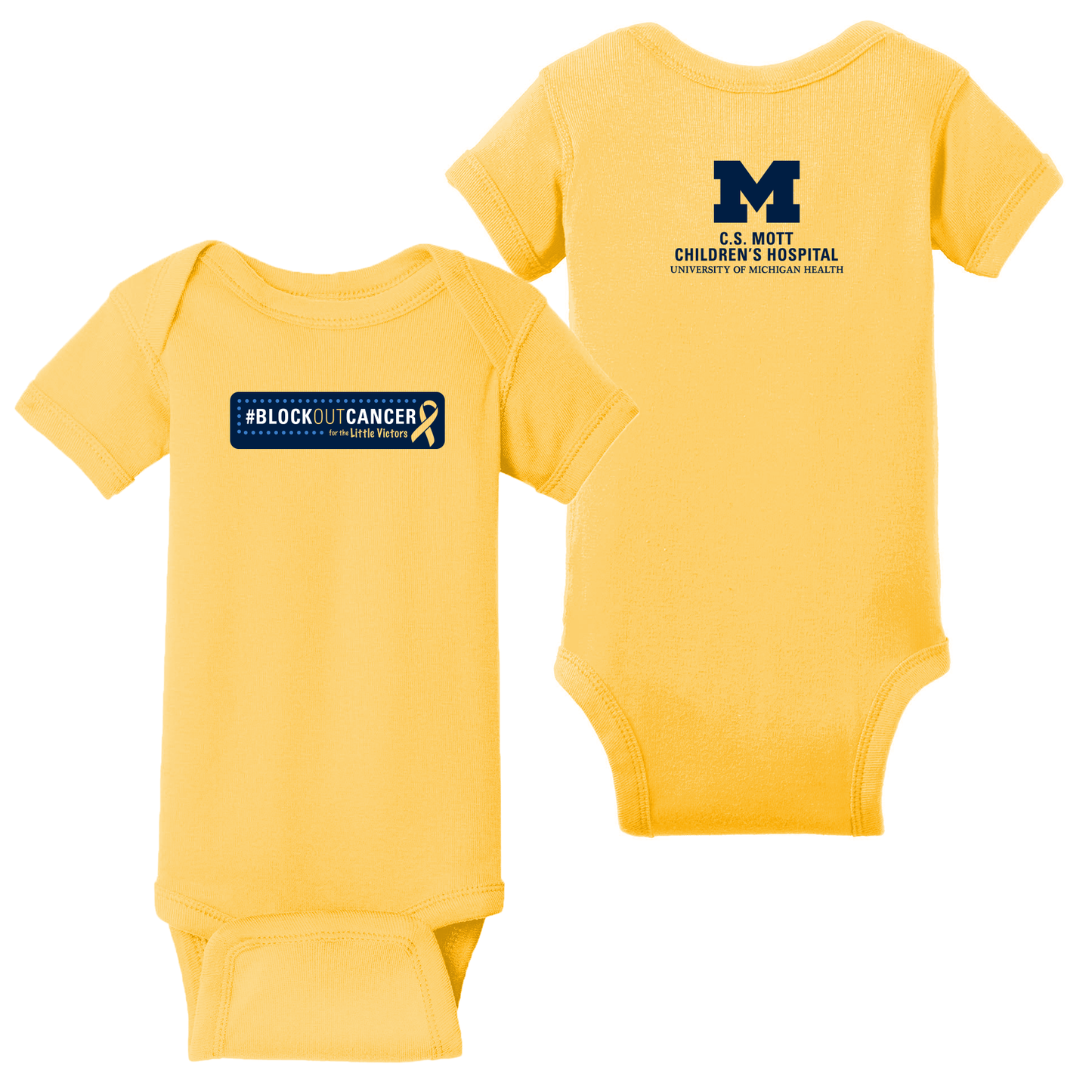 2025 Block Out Cancer Michigan Medicine Apparel Lap Shoulder Onesie - Gold