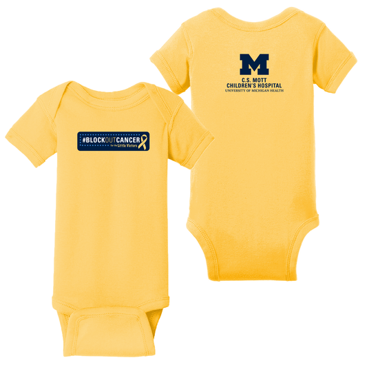 2025 Block Out Cancer Michigan Medicine Apparel Lap Shoulder Onesie - Gold