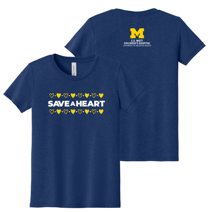 2026 Save A Heart Youth T-Shirt- Navy