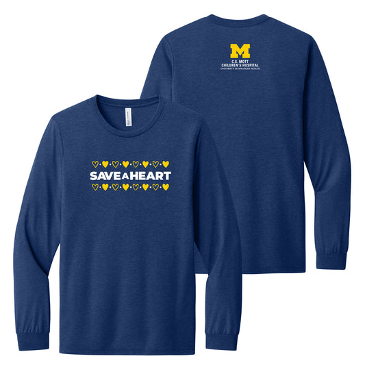 2026 Save A Heart Gear Adult Long Sleeve T-Shirt - Navy