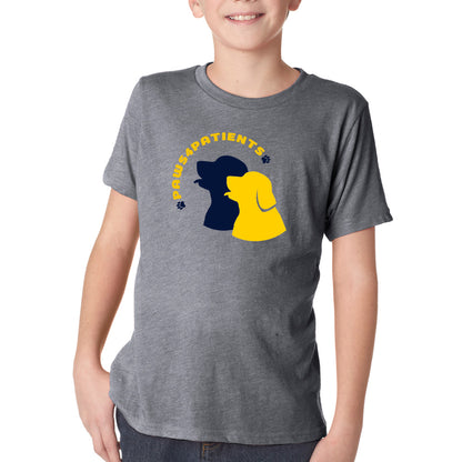 Paws4Patients Large Print Youth T-Shirt - Dark Heather Grey